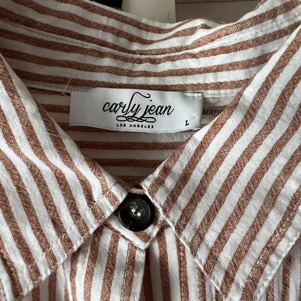 CJLA Rust Striped Shirt Dress - Picture 2 of 7